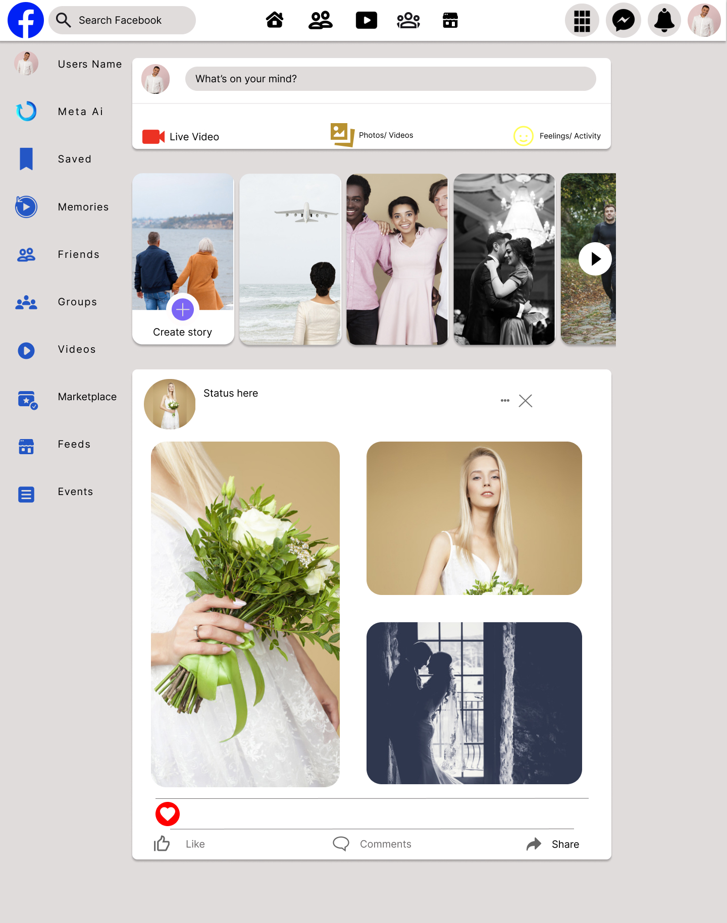 This a clone of Facebook that I created in figma.